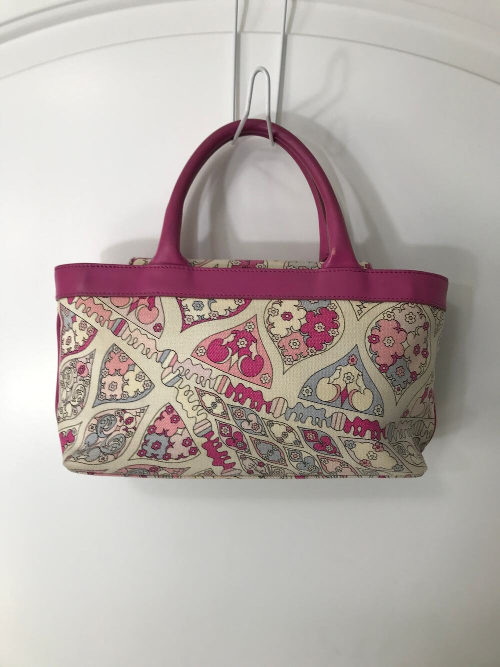 Emilio Pucci Lux Collectible Authentic Pink Floral Paisley Handbag Italy EUC